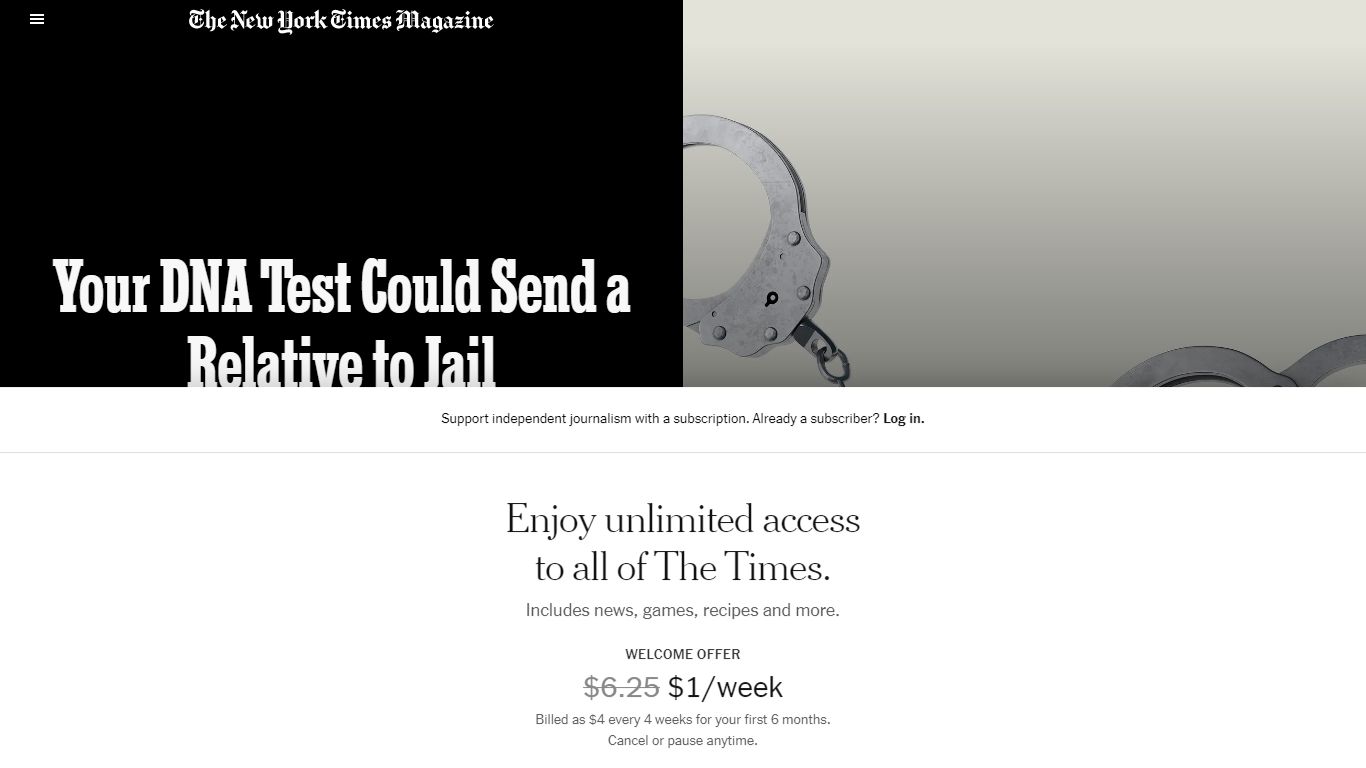 Your DNA Test Could Send a Relative to Jail - The New York Times